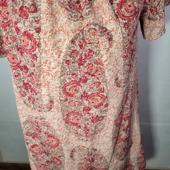 Madewell S Pink & Red Paisley Lightweight Off-Shoulder Silk Mini Dress Size S - Picture 7 of 10